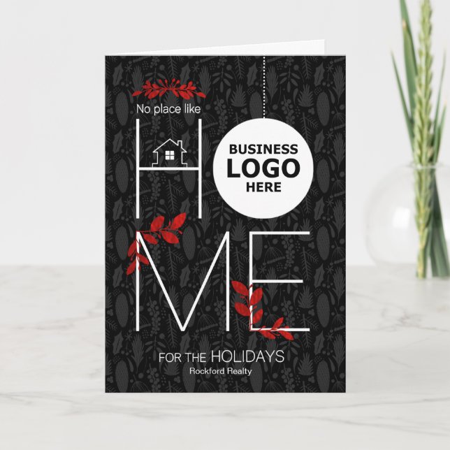 Tarjeta Festiva Business Home for the Holidays Company Logo (Anverso)