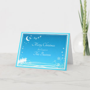 Tarjeta Festiva Business Merry Christmas Aqua Blue Greeting