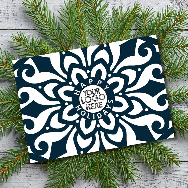 Tarjeta Festiva Business Merry Christmas Company Logo Snowflake (Subido por el creador)