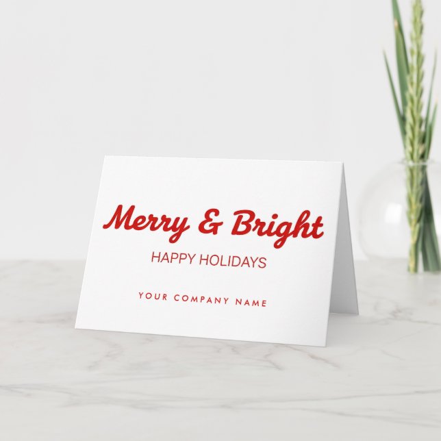 Tarjeta Festiva Business Retro Script Merry & Bright (Anverso)