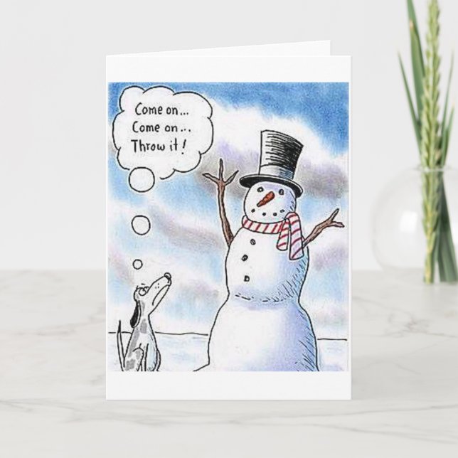 Tarjeta Festiva Búsqueda con el muñeco de nieve (Anverso)
