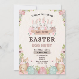 Tarjeta Festiva Búsqueda de huevos de Pascua elegante: una invitac