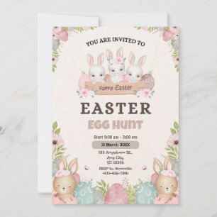 Tarjeta Festiva Búsqueda de huevos de Pascua elegante: una invitac