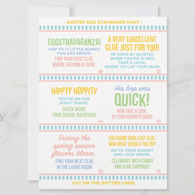 Tarjeta Festiva Búsqueda de objetos de la mañana de Pascua (Anverso)