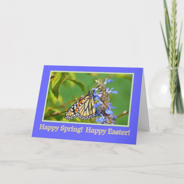 TARJETA FESTIVA BUTTERFLE DE DESEOS/MONARQUES EN FLORES/ CUSTIMO (Anverso)