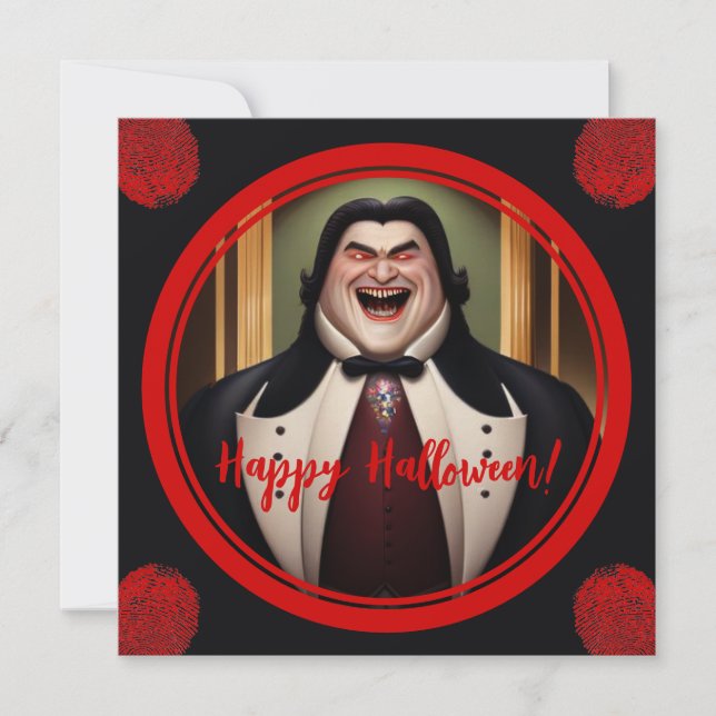 Tarjeta Festiva Buxom Count Dracula Happy Halloween Card (Anverso)