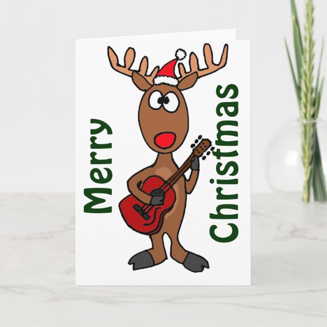 Tarjeta Festiva BY- Reindeo Tocando guitarra (Anverso)