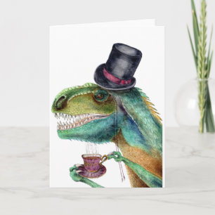Tarjeta Festiva Caballero victoriano Tyrannosaurus Rex