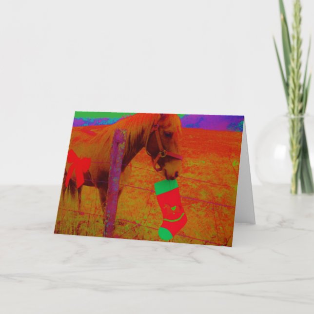Tarjeta Festiva Caballo arcoiris navidades (Anverso)