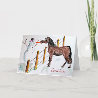 Tarjeta Festiva caballo con snowman