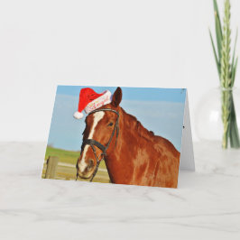 Tarjeta Festiva Caballo con un Sombrero de Santa