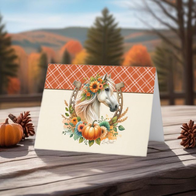 Tarjeta Festiva Caballo de Acción de Gracias (Enjoy this Beautiful Thanksgiving Horse design! Personalize with your favorite message!)