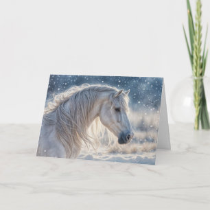 Tarjeta Festiva Caballo de bonito en temporada de nieve saluda fer