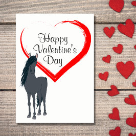 Tarjeta Festiva Caballo de bonito y corazón feliz Día de San Valen