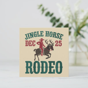 Tarjeta Festiva Caballo de cascabel 25 de dic Rodeo Vaquero Navida