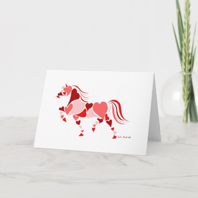 Tarjeta Festiva Caballo de Corazón día de San Valentín (Anverso)