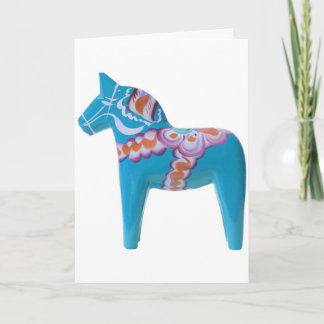 Tarjeta Festiva Caballo de Dala del azul de cielo