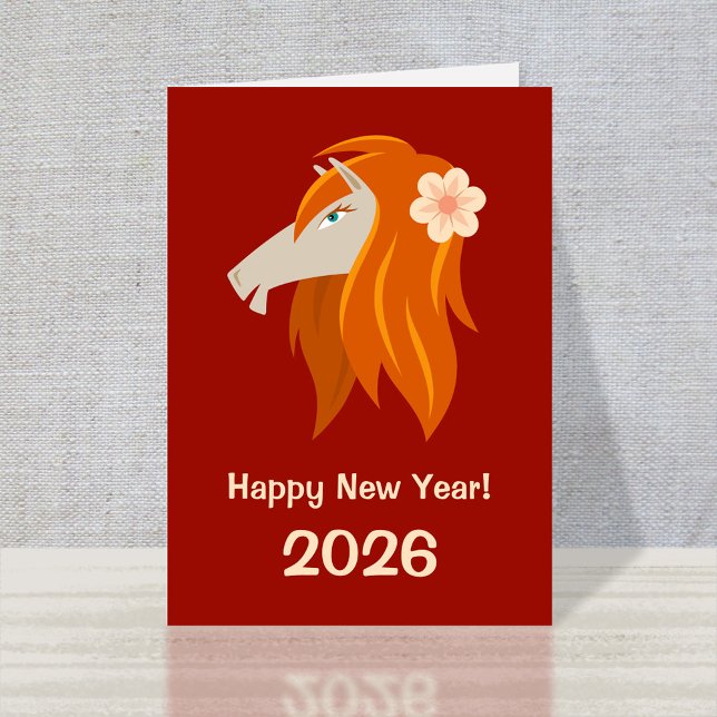 Tarjeta Festiva Caballo de incendio de Año Nuevo chino 2026 Zodiac (Subido por el creador)