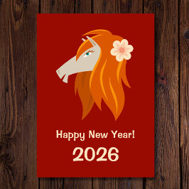 Tarjeta Festiva Caballo de incendio de Año Nuevo chino 2026 Zodiac