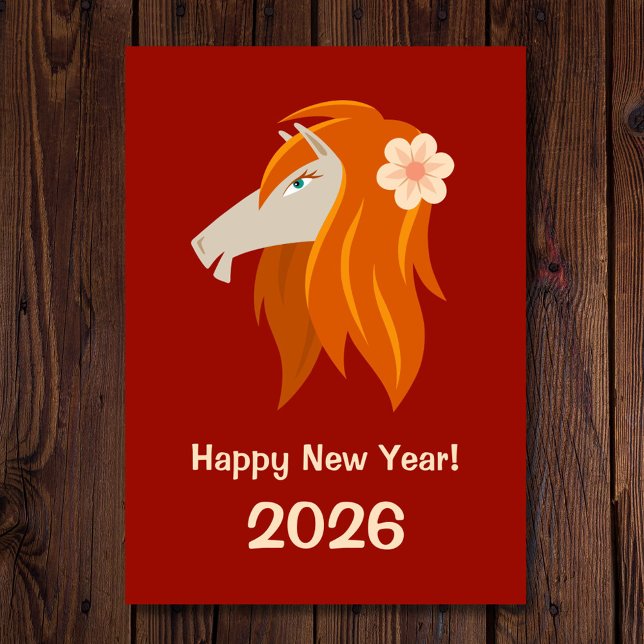 Tarjeta Festiva Caballo de incendio de Año Nuevo chino 2026 Zodiac (Subido por el creador)