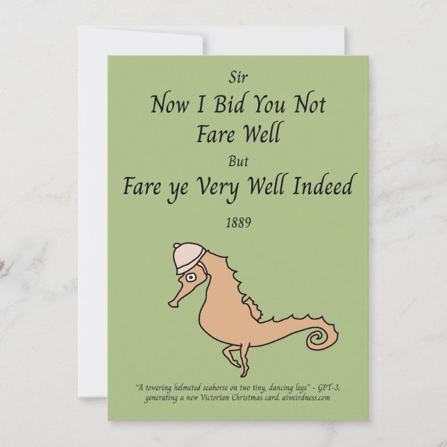 Tarjeta Festiva Caballo de mar Vacaciones Victorianas Auto (Anverso)