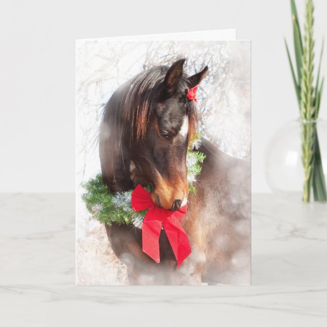 Tarjeta Festiva Caballo de Navidades de ensueño (Anverso)