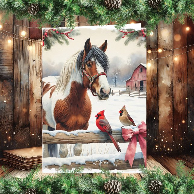Tarjeta Festiva Caballo de Pinto visto y cardenales personalizados (Subido por el creador)