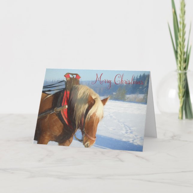 Tarjeta Festiva Caballo de trabajo en la carta de Navidades de nie (Anverso)
