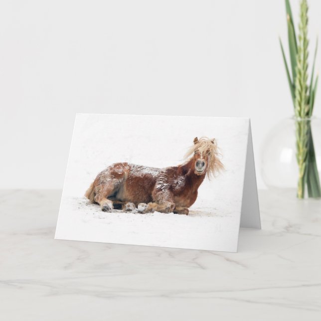 Tarjeta Festiva Caballo En Nieve (Anverso)