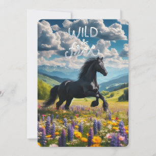 Tarjeta Festiva Caballo floral/resorte/semental