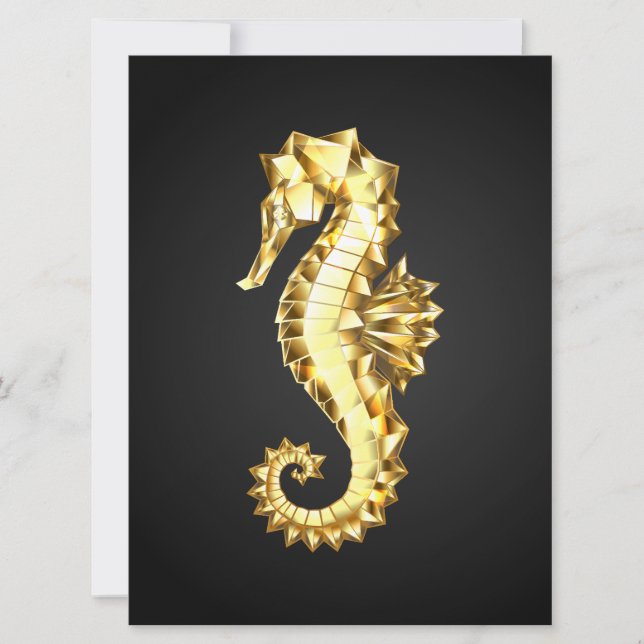 Tarjeta Festiva Caballo marino polígono de oro (Anverso)
