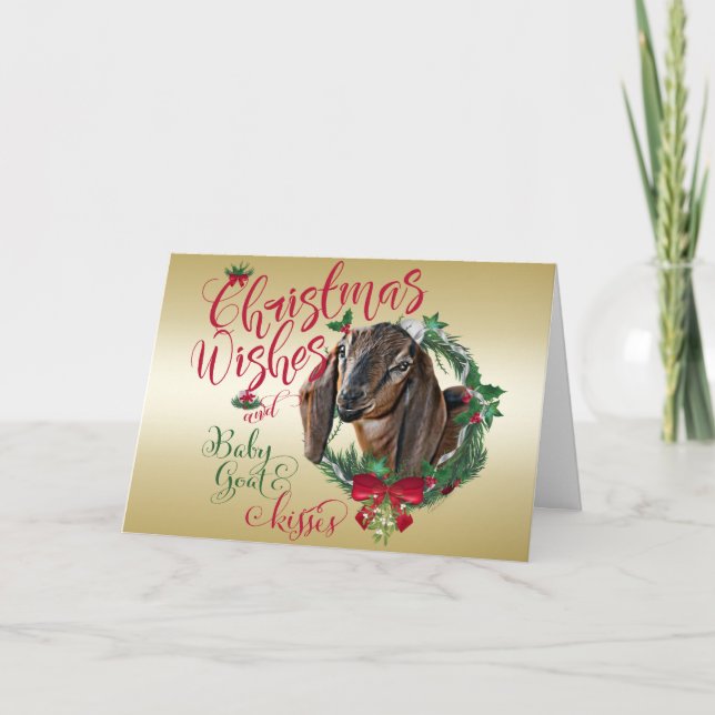 Tarjeta Festiva CABALLO| Navidades Desean Bebé Cabra Besa Nubia 2 (Anverso)