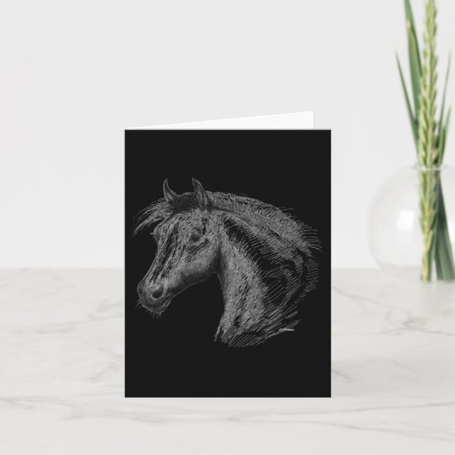 Tarjeta Festiva Caballo:  Negro (Anverso)