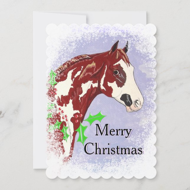 Tarjeta Festiva Caballo overo Paint (Navidades) (Anverso)