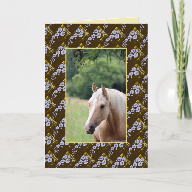 Tarjeta Festiva Caballo palomino en el interior en blanco (Anverso)