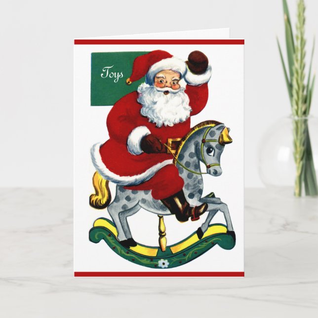Tarjeta Festiva Caballo rocoso Santa (Anverso)
