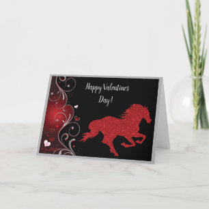 Tarjeta Festiva Caballo Romántico y Corazón de San Valentín