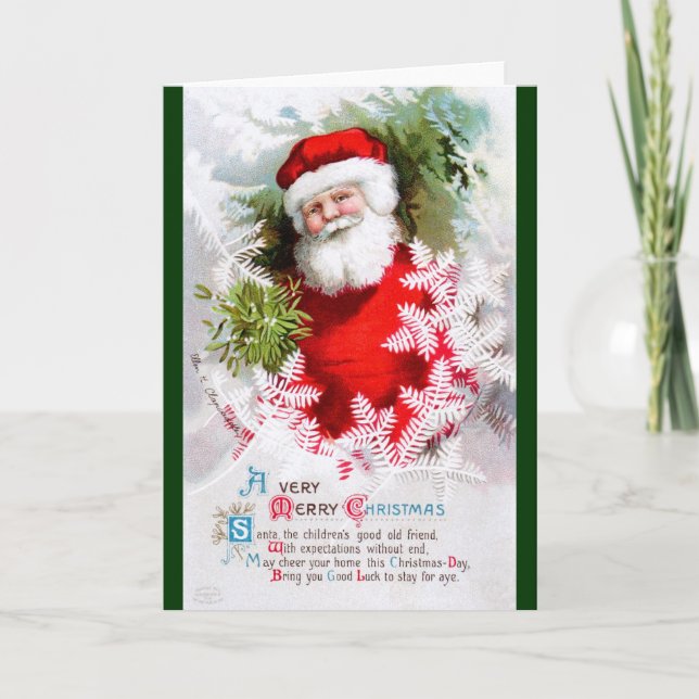 Tarjeta Festiva Caballo: Santa Claus con Mistletoe (Anverso)