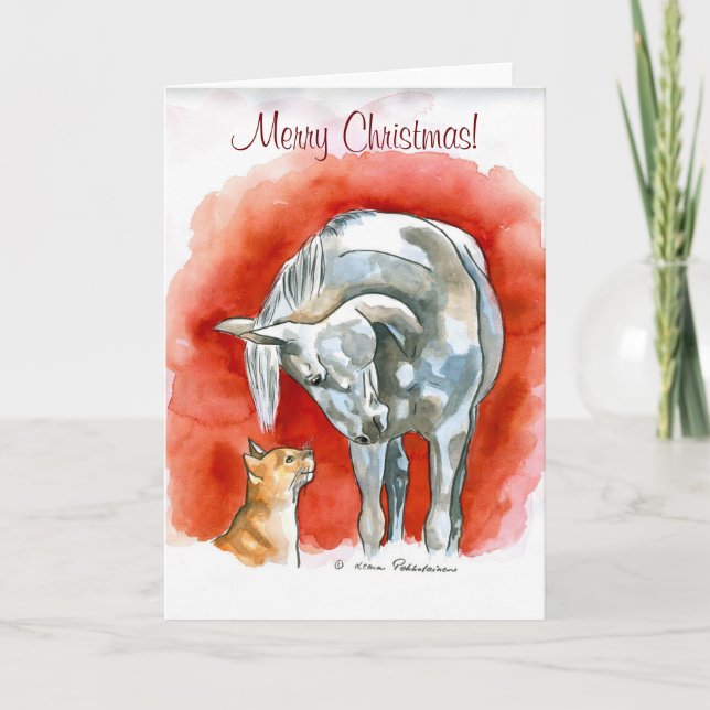 Tarjeta Festiva Caballo y gato (Anverso)