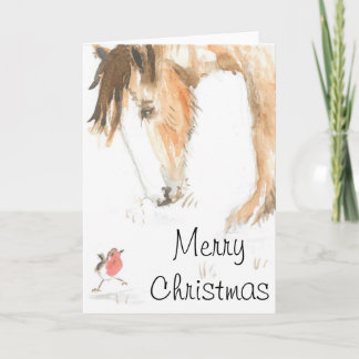 Tarjeta Festiva Caballo y ladrón en la mañana de los Navidades