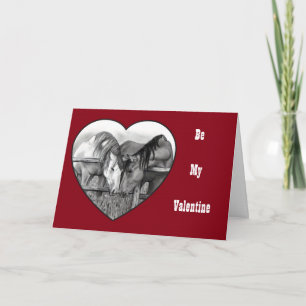 Tarjeta Festiva Caballos a lápiz: Amor: San Valentín: sentido del