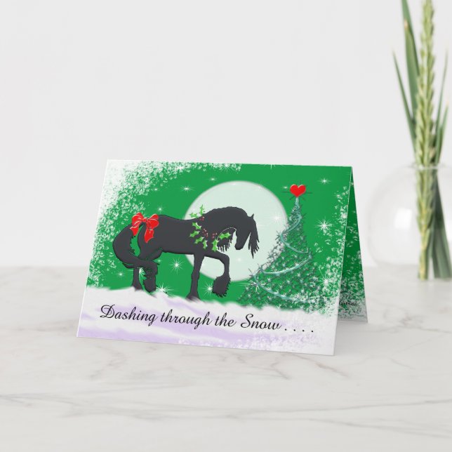 Tarjeta Festiva Caballos cardíacos VI feriado (Árbol de vacaciones (Anverso)