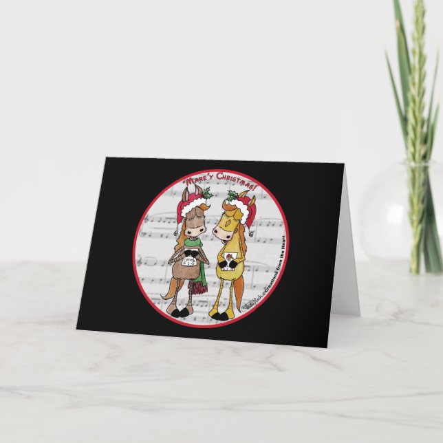 Tarjeta Festiva Caballos de carga - Navidades 'Mare'y (Anverso)