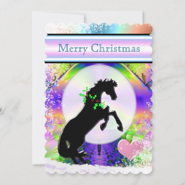 Tarjeta Festiva Caballos de Corazón Blanco V Feriado (fractal 87) (Anverso)