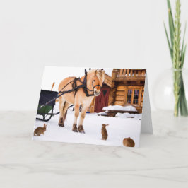 Tarjeta Festiva Caballos de habla animal de granja y conejos