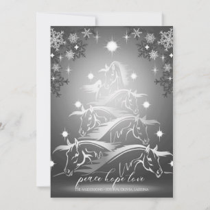 Tarjeta Festiva Caballos de Navidades de resumen de aguas termales