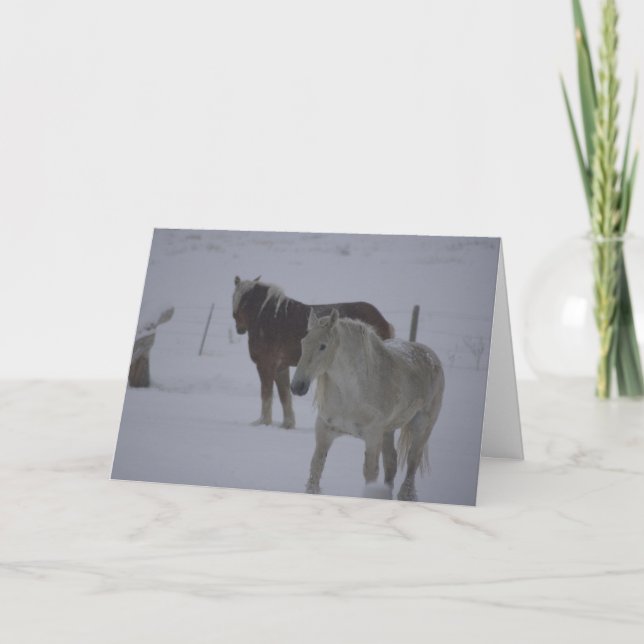 Tarjeta Festiva Caballos del invierno (Anverso)