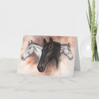 Tarjeta Festiva Caballos excelentes dibujados y pintados