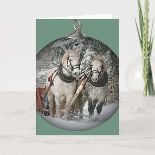 Tarjeta Festiva Caballos Navidades (Anverso)
