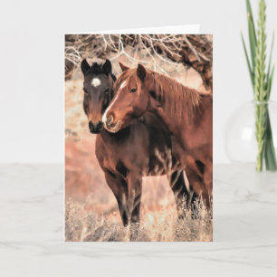 Tarjeta Festiva Caballos Nuzzling